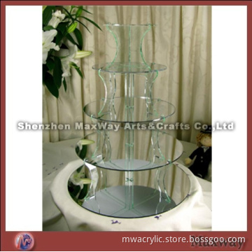Clear Round Promotional 5-tiered Acrylic Glass Tower Cupcake Stand Holder Rack